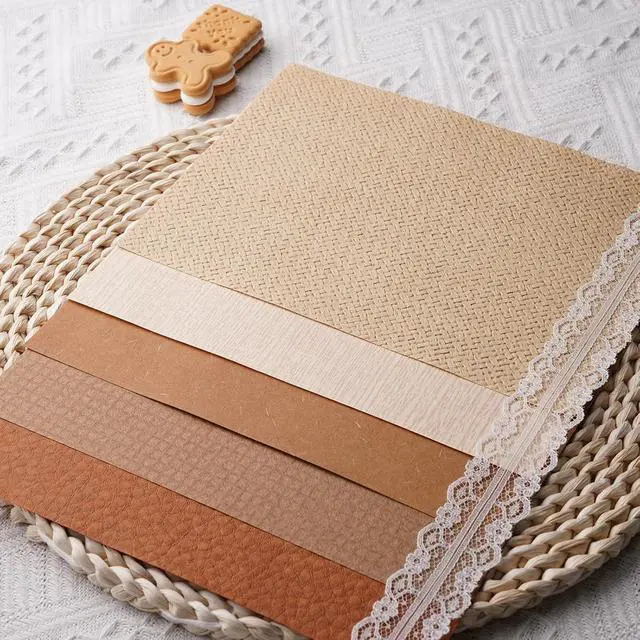 Alt view image 6 of 7 - 15Pcs Handmade Scrapbook Art Paper Craft Textured Paper Colorful A5 sheet Mesh Special Mix for Scrapbooking Junk Journal Journaling Supplies DIY Materials,5.8x8.2 inches (Brown)
