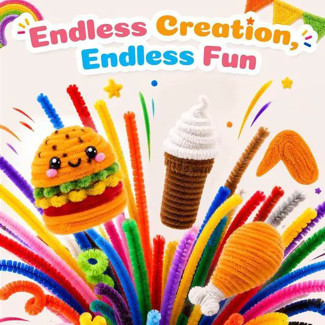 Alt view image 2 of 7 - Caydo 200PCS Thick Pipe Cleaners Craft, 20 Colors Chenille Stems | for Arts and Crafts Projects, Fuzzy Limpia Pipas for Creative DIY Decorations and Educational Toys