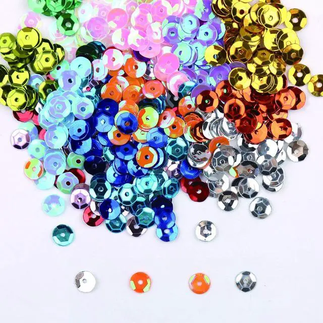 Alt view image 2 of 7 - DIYASY 9800 Pcs 6MM Bulk Loose Sequins, Round Embroidery Sequins Cup Craft Sequin with Holes for DIY 22 Colors