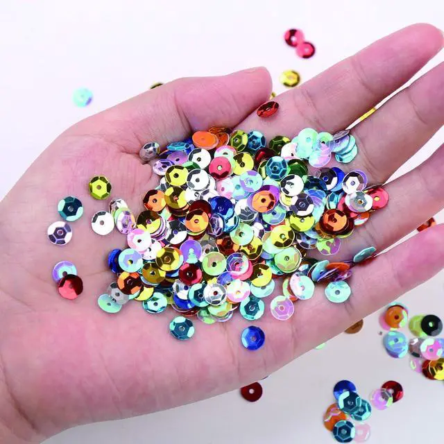 Alt view image 3 of 7 - DIYASY 9800 Pcs 6MM Bulk Loose Sequins, Round Embroidery Sequins Cup Craft Sequin with Holes for DIY 22 Colors