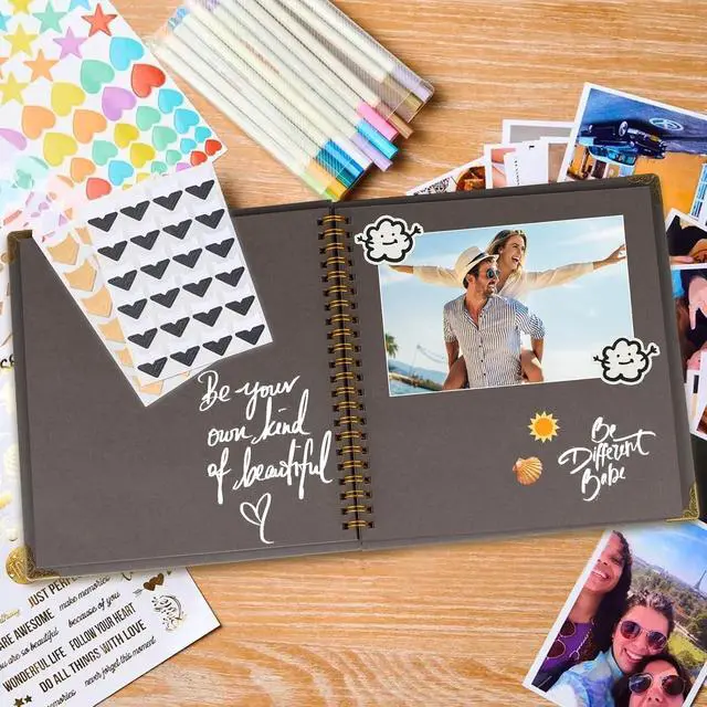 Alt view image 2 of 6 - Joyberg Scrapbook 80 Pages, Scrapbooking Supplies 8 x 8 In, Scrapbook Album Suitable for Album Memory Book Wedding, Anniversary Family, DIY Craft Projects (Gray)