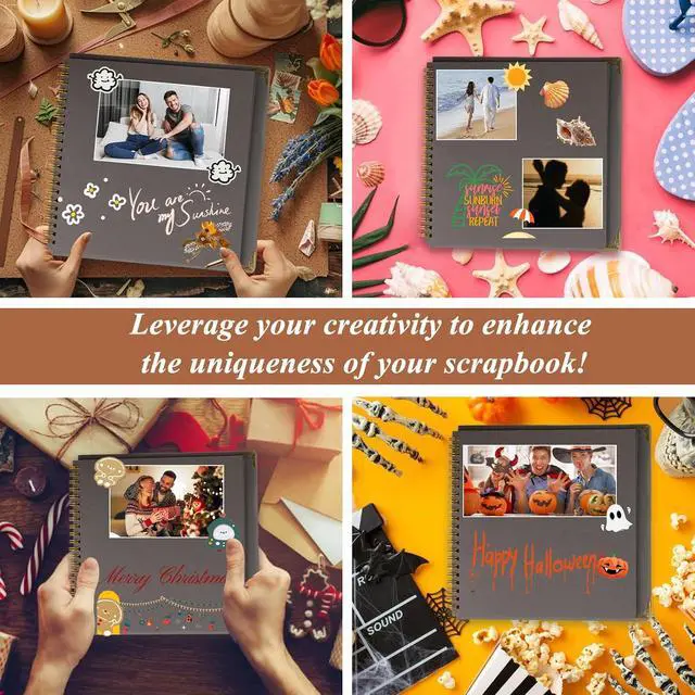 Alt view image 5 of 6 - Joyberg Scrapbook 80 Pages, Scrapbooking Supplies 8 x 8 In, Scrapbook Album Suitable for Album Memory Book Wedding, Anniversary Family, DIY Craft Projects (Gray)