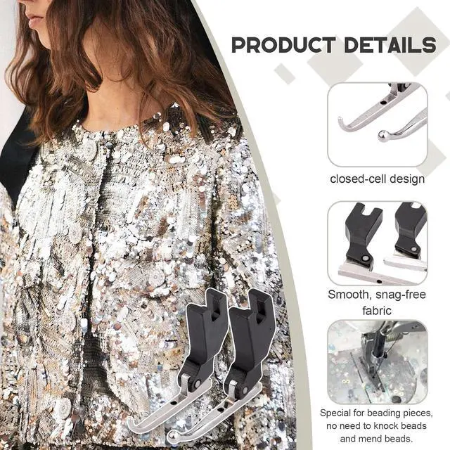 Alt view image 4 of 7 - P369 New Bead Sequin Special Presser Foot Wedding Dress Bead Fabric, Sequin Bead Presser Foot(with Beads)