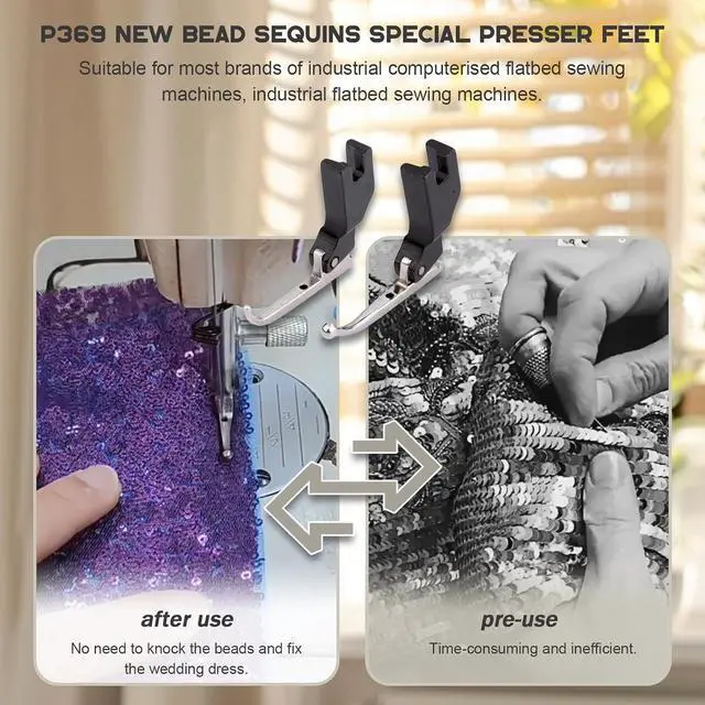 Alt view image 6 of 7 - P369 New Bead Sequin Special Presser Foot Wedding Dress Bead Fabric, Sequin Bead Presser Foot(with Beads)