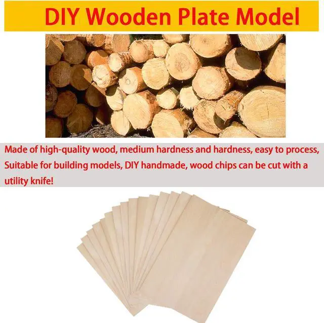 Alt view image 3 of 7 - SIWUCHYE Unfinished Wood, 15 Pack Basswood Sheets for Crafts, Craft Wood Board for House Aircraft Ship Boat Arts and Crafts, School Projects, Wooden DIY Ornaments(150x100x2mm)
