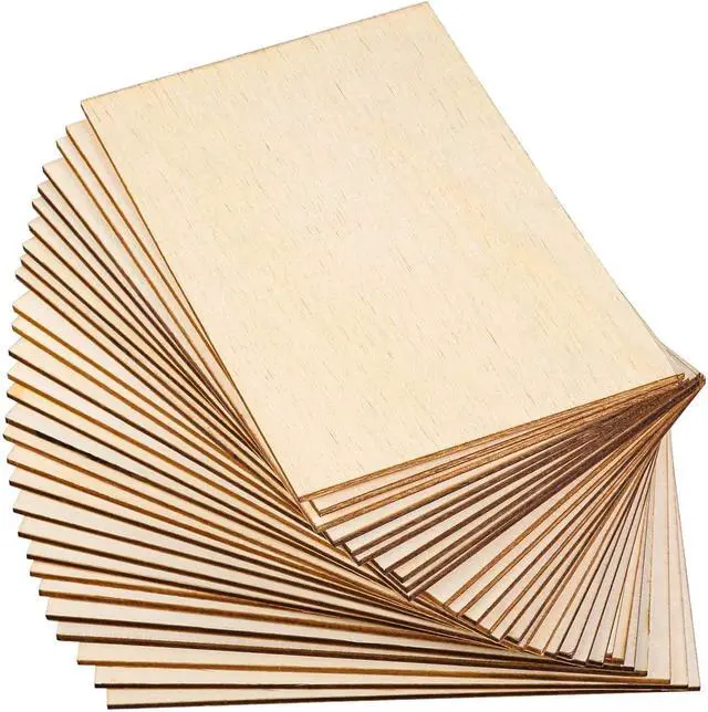 Alt view image 5 of 7 - SIWUCHYE Unfinished Wood, 15 Pack Basswood Sheets for Crafts, Craft Wood Board for House Aircraft Ship Boat Arts and Crafts, School Projects, Wooden DIY Ornaments(150x100x2mm)