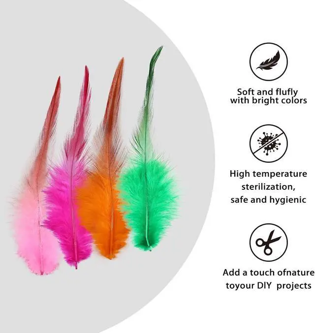 Alt view image 3 of 7 - whitefeather Craft Feathers Bulk Pack - 300PCS Assorted Colorful Feathers for Crafting, Hat Decorating, Carnival DIY Projects (4-6 Inch Small Feathers, Synthetic Craft Materials) (Mix Color)