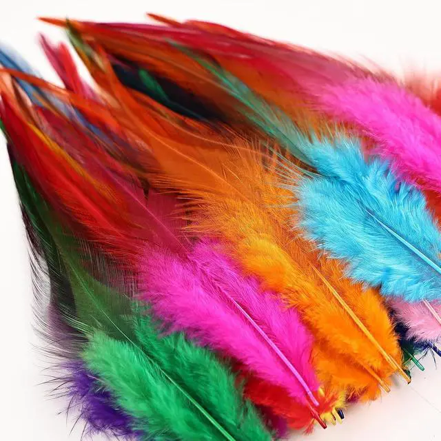 Alt view image 4 of 7 - whitefeather Craft Feathers Bulk Pack - 300PCS Assorted Colorful Feathers for Crafting, Hat Decorating, Carnival DIY Projects (4-6 Inch Small Feathers, Synthetic Craft Materials) (Mix Color)