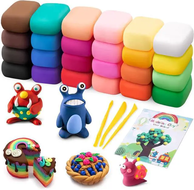 Main image of Air Dry Modeling Clay Kit - 24 Colors with 3 Sculpting Tools - Magic Foam Clay for Kids & Adults - DIY Molding Gift for Boys & Girls