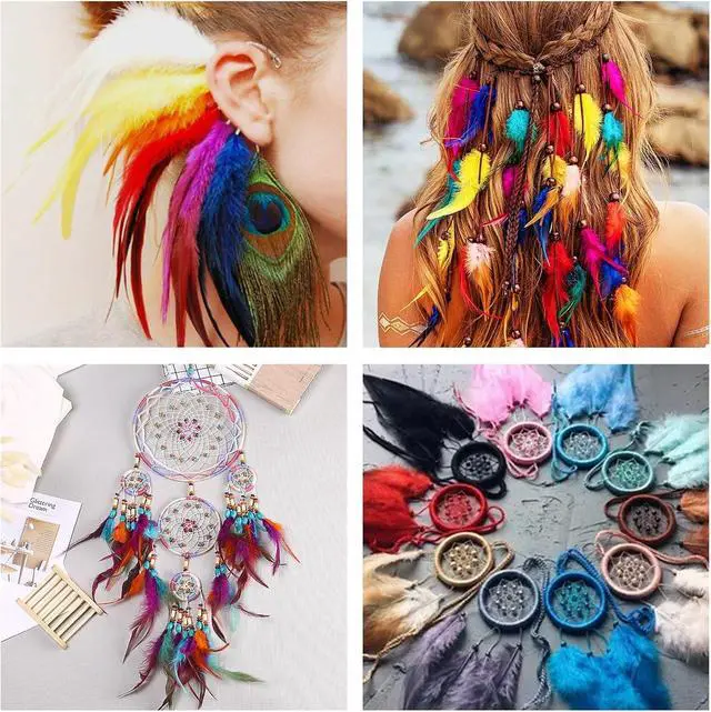 Alt view image 7 of 7 - whitefeather Craft Feathers Bulk Pack - 300PCS Assorted Colorful Feathers for Crafting, Hat Decorating, Carnival DIY Projects (4-6 Inch Small Feathers, Synthetic Craft Materials) (Mix Color)