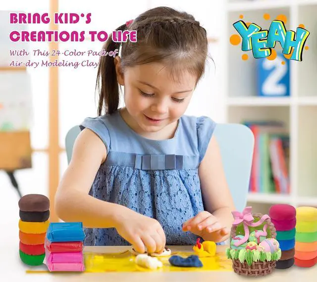 Alt view image 7 of 7 - Air Dry Modeling Clay Kit - 24 Colors with 3 Sculpting Tools - Magic Foam Clay for Kids & Adults - DIY Molding Gift for Boys & Girls