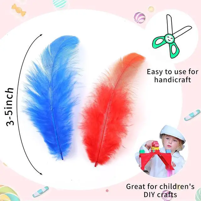 Alt view image 3 of 7 - Soarer Colorful Craft Supplies Feathers Bulk for Crafting,300Pcs,3-5inch | Soft Assorted Colored Rooster Feathers for DIY School Crafts,Dream Catchers,Thanksgiving,Christmas Home and Costume Decor