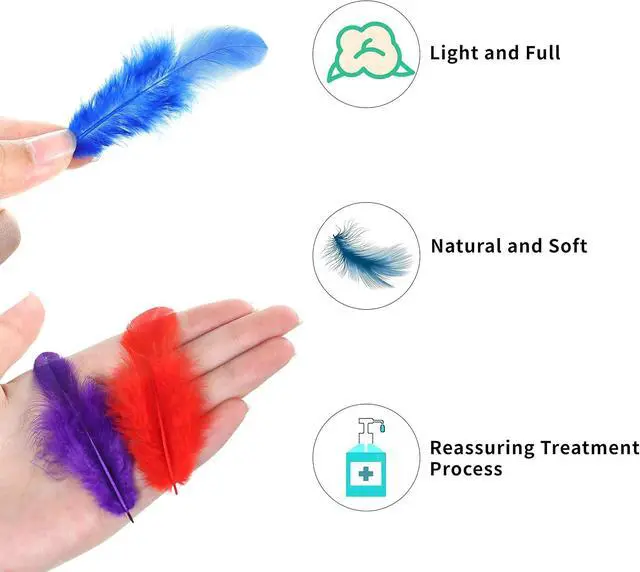 Alt view image 4 of 7 - Soarer Colorful Craft Supplies Feathers Bulk for Crafting,300Pcs,3-5inch | Soft Assorted Colored Rooster Feathers for DIY School Crafts,Dream Catchers,Thanksgiving,Christmas Home and Costume Decor