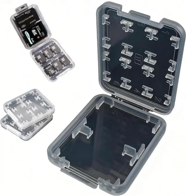 Main image of 2 Pack SD Card Storage Case 8-in-1 Hard Plastic Holder for Micro SD/SDHC/TF/MS Cards Compact, Reusable Memory Card Organizer (Cards Not Included)