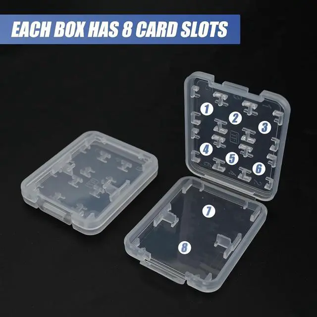Alt view image 3 of 7 - 2 Pack SD Card Storage Case 8-in-1 Hard Plastic Holder for Micro SD/SDHC/TF/MS Cards Compact, Reusable Memory Card Organizer (Cards Not Included)