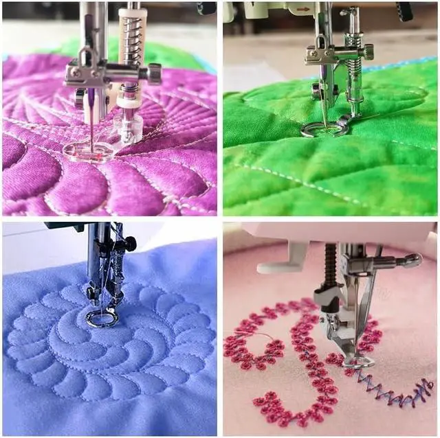 Alt view image 2 of 2 - HONEYSEW 4PCS Large Metal Darning/Free Motion Presser Foot Set for Low Shank Singer, Brother, Janome, Juki, and More Sewing Machines - Include Close Toe, Open Toe, Quilting and Embroidery Foot