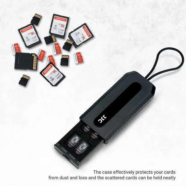 Alt view image 3 of 7 - Portable Memory Card Case Holder for 6 SD SDHC SDXC Cards and 12 Micro SD TF Cards, Anti-Shock SD Card Case with Easy Push-Pull Design