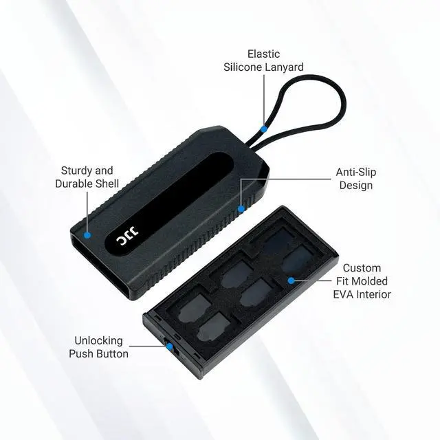 Alt view image 4 of 7 - Portable Memory Card Case Holder for 6 SD SDHC SDXC Cards and 12 Micro SD TF Cards, Anti-Shock SD Card Case with Easy Push-Pull Design