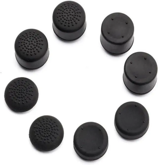 Main image of Ambertown Pack of 8 pcs Analog Controller Gamepad Raised Antislip Thumb Stick Grips Thumbsticks Joystick Cap Cover for PS5, PS4, PS3, Switch Pro, Xbox one, Xbox 360, Wii U, PS2 Controller (Black)