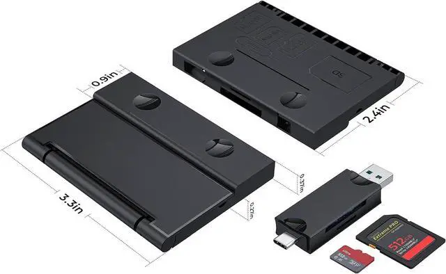 Alt view image 5 of 5 - RayCue Multi-Function Card Reader Storage Box, USB3.0 High Speed Mobile Phone Memory/TF Card/SD Card/SIM Card/Card Pin Type-c Storage Box, for Type-c Laptop, iPhone, etc, Black