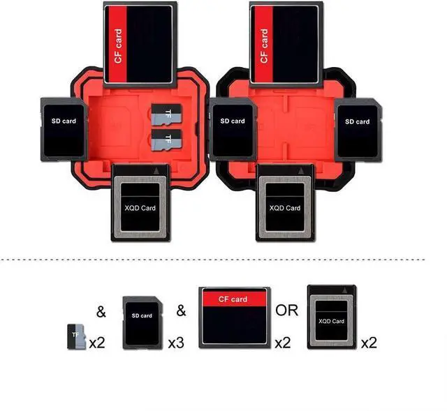 Alt view image 2 of 7 - LYNCA Memory Card Case Holder, Memory Card Hard Protector Case Professional Water-Resistant Anti-Shock Camera Card Storage Box for 3 SD Cards 2 TF/Micro SD Cards 2 CF Cards 2 XQD Cards