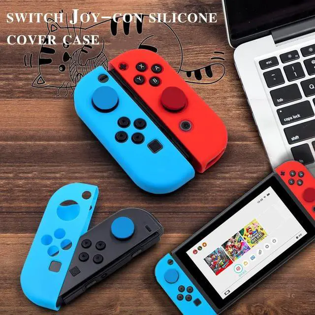 Alt view image 2 of 7 - Switch Controller Skin, Anti-Slip Silicone Grips Covers Soft Ultra-Thin Protective Cover Case for Switch Controller (Black) with 2 Cute Thumb Grip Caps