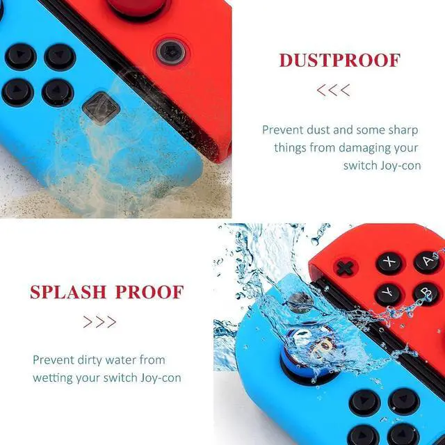 Alt view image 3 of 7 - Switch Controller Skin, Anti-Slip Silicone Grips Covers Soft Ultra-Thin Protective Cover Case for Switch Controller (Black) with 2 Cute Thumb Grip Caps