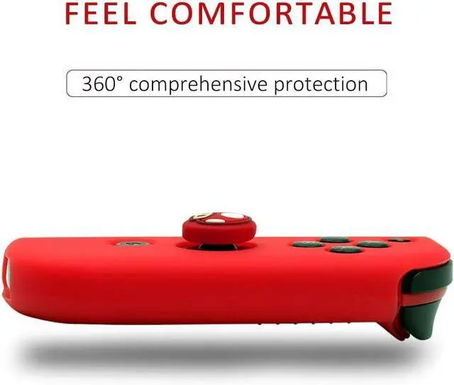 Alt view image 6 of 7 - Switch Controller Skin, Anti-Slip Silicone Grips Covers Soft Ultra-Thin Protective Cover Case for Switch Controller (Black) with 2 Cute Thumb Grip Caps
