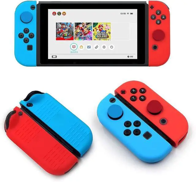 Alt view image 5 of 7 - Switch Controller Skin, Anti-Slip Silicone Grips Covers Soft Ultra-Thin Protective Cover Case for Switch Controller (Black) with 2 Cute Thumb Grip Caps