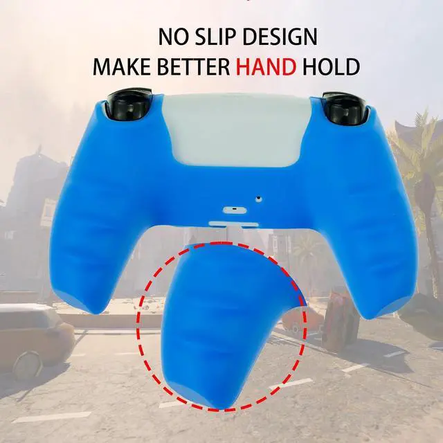 Alt view image 2 of 6 - 2PCS Soft Non-Slip Gel Controller Silicone Protective Skin Cover Case for PS5 Controller Grip, 2 Pack with 6 x Thumb Grip Caps(Hot Pink)