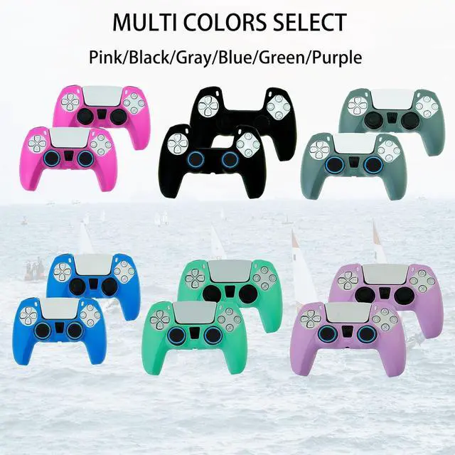 Alt view image 3 of 6 - 2PCS Soft Non-Slip Gel Controller Silicone Protective Skin Cover Case for PS5 Controller Grip, 2 Pack with 6 x Thumb Grip Caps(Hot Pink)