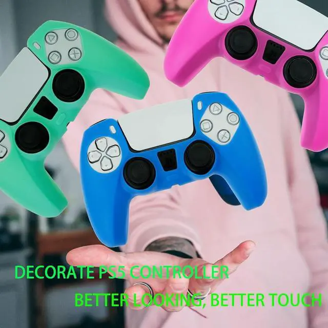 Alt view image 4 of 6 - 2PCS Soft Non-Slip Gel Controller Silicone Protective Skin Cover Case for PS5 Controller Grip, 2 Pack with 6 x Thumb Grip Caps(Hot Pink)