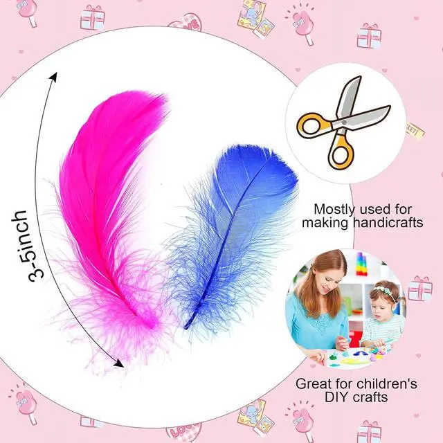 Alt view image 3 of 7 - Lamar 300 Pcs Colorful Feathers for Crafting 3-4 Inch | Bulk feathers for crafting, pipe cleaner, dream catchers, back to school, art projects, DIY crafts, handi crafts, Halloween