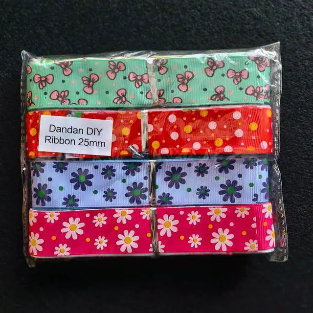 Alt view image 5 of 5 - Assorted 20 Yards Grosgrain Ribbon Bow Daisy Butterfly Cake Love Heart Dots Flower Rose Smile Face Craft DIY Packing Hair Bow Accessory