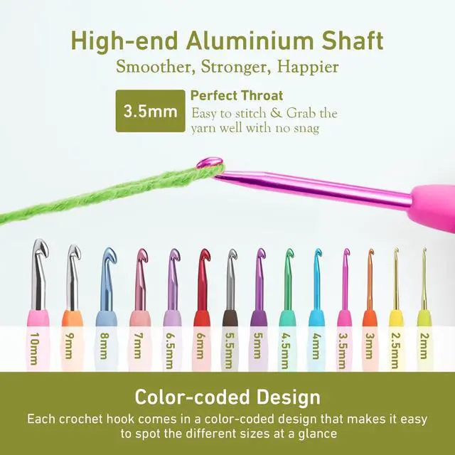 Alt view image 3 of 7 - 3.5mm Crochet Hook, Super Smooth 3.5 mm Ergonomic Crochet Hooks for Beginners, Comfort Crochet Needle for Arthritics, 1 Pack