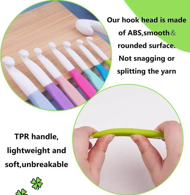 Alt view image 3 of 7 - Hobekoee 6mm Crochet Hook,Extra Long Crochet Hooks with Soft Ergonomic Handle for Arthritic Hands,Multicolor Crochet Needles for Beginners and Experiencer