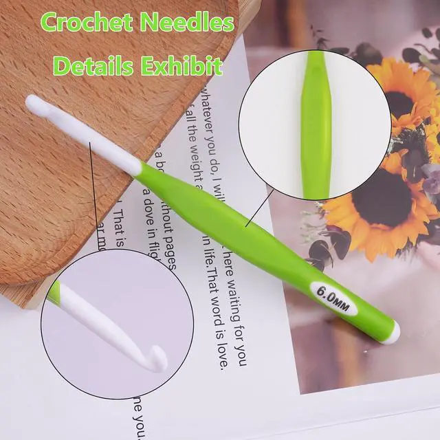 Alt view image 5 of 7 - Hobekoee 6mm Crochet Hook,Extra Long Crochet Hooks with Soft Ergonomic Handle for Arthritic Hands,Multicolor Crochet Needles for Beginners and Experiencer