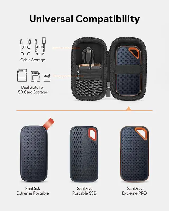 Alt view image 2 of 6 - Hard Case for SanDisk Extreme/SanDisk PRO 1TB 2TB 4TB 500GB / Passport Portable SSD, Protective Travel Storage Cover Bag (Not fit USB4)