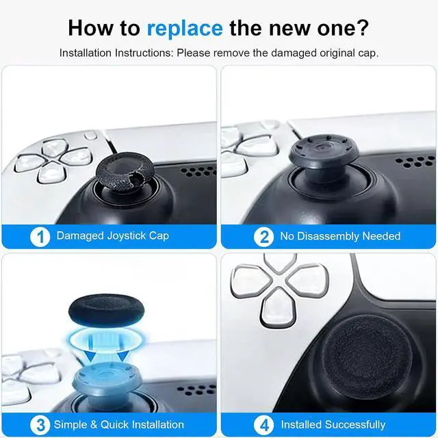 Alt view image 2 of 7 - Replacement Thumb Grips Cap Compatible with PS5/PS4 Controller, Anti-Slip Anti-Scratch Joystick Caps (8 Pcs)