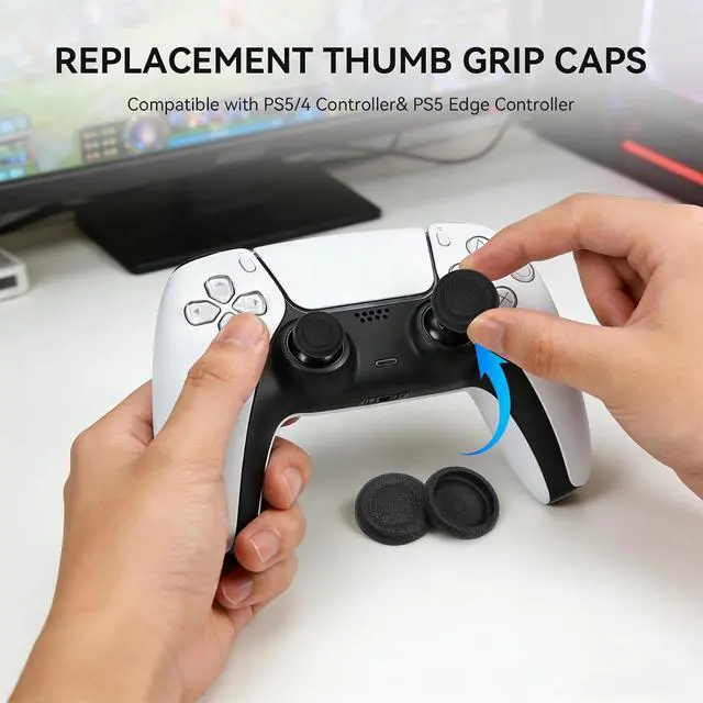 Alt view image 4 of 7 - Replacement Thumb Grips Cap Compatible with PS5/PS4 Controller, Anti-Slip Anti-Scratch Joystick Caps (8 Pcs)