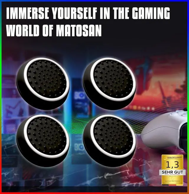 Alt view image 2 of 7 - MatoSan 4 Thumbstick Grip Caps Universal Silicone Controller Covers Enhanced Grip, Precision & Protection Anti-Slip Joystick Accessories for All Modern Game Controllers