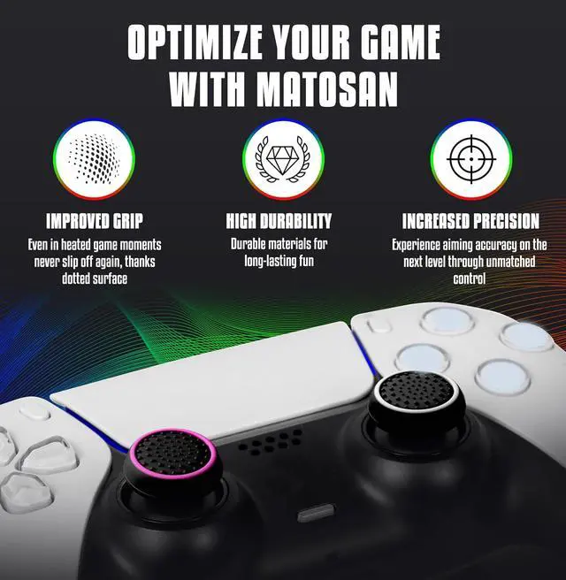 Alt view image 4 of 7 - MatoSan 4 Thumbstick Grip Caps Universal Silicone Controller Covers Enhanced Grip, Precision & Protection Anti-Slip Joystick Accessories for All Modern Game Controllers