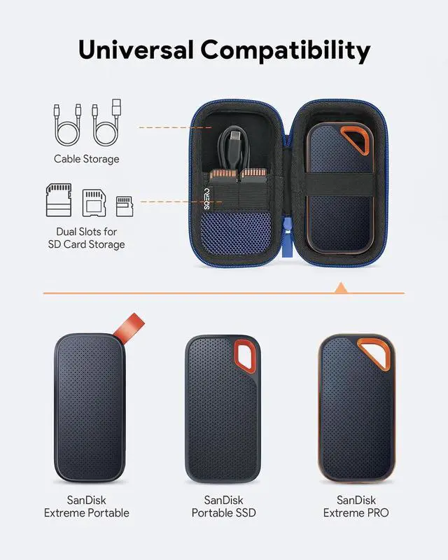 Alt view image 2 of 6 - Hard Case for SanDisk Extreme/SanDisk PRO 1TB 2TB 4TB 500GB / Passport Portable SSD, Protective Travel Storage Cover Bag (Not fit USB4)