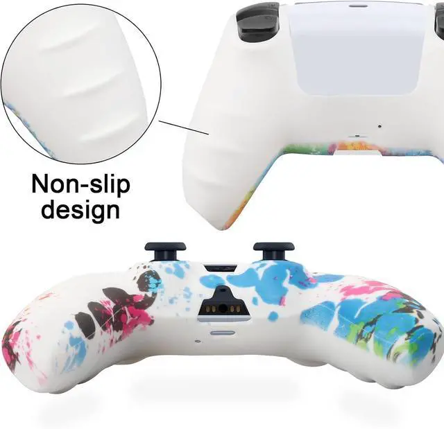 Alt view image 3 of 7 - PS5 Silicone Controller Skin 2 Pack Anti-Slip Silicone Protector Sleeve Cover Case for PlayStation 5 with 8 Thumb Grip Caps PS5 Controller Accessories Grip Cover, Colorful