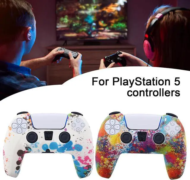 Alt view image 5 of 7 - PS5 Silicone Controller Skin 2 Pack Anti-Slip Silicone Protector Sleeve Cover Case for PlayStation 5 with 8 Thumb Grip Caps PS5 Controller Accessories Grip Cover, Colorful