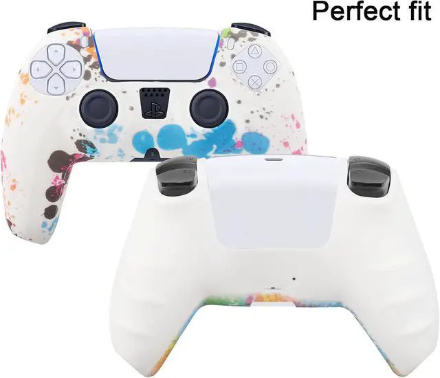 Alt view image 4 of 7 - PS5 Silicone Controller Skin 2 Pack Anti-Slip Silicone Protector Sleeve Cover Case for PlayStation 5 with 8 Thumb Grip Caps PS5 Controller Accessories Grip Cover, Colorful