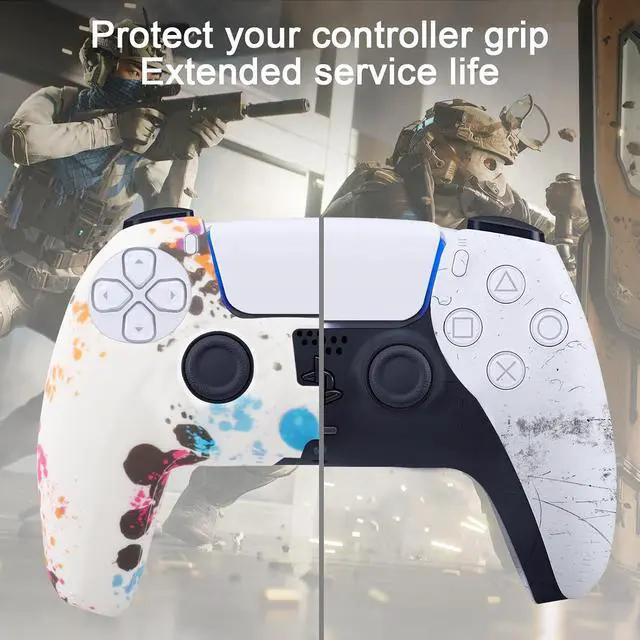 Alt view image 7 of 7 - PS5 Silicone Controller Skin 2 Pack Anti-Slip Silicone Protector Sleeve Cover Case for PlayStation 5 with 8 Thumb Grip Caps PS5 Controller Accessories Grip Cover, Colorful