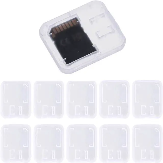 Main image of Pack of 10 Clear Plastic Memory Card Case Storage Boxes Compatible with SD SDHC SDXC Micro SD T-Flash Card (Memory Card Not Included)
