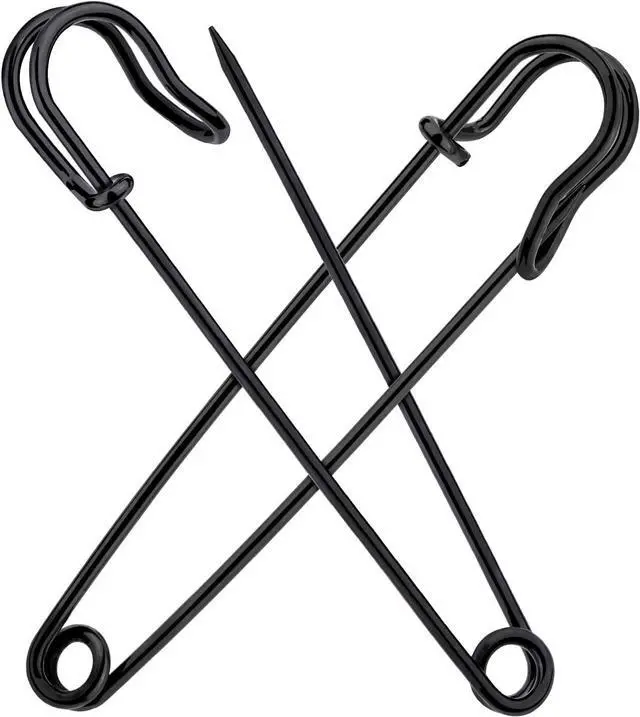 Main image of Large Safety Pins 4 Inch 15 Pack Heavy Duty Safety Pins Black | Rust Resistant Heavy Duty Safety Pins for Clothes, Diapers, Blankets, Laundry, Leather Canvas, DIY Crafts
