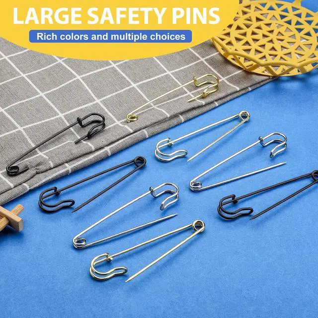 Alt view image 6 of 7 - Large Safety Pins 4 Inch 15 Pack Heavy Duty Safety Pins Black | Rust Resistant Heavy Duty Safety Pins for Clothes, Diapers, Blankets, Laundry, Leather Canvas, DIY Crafts